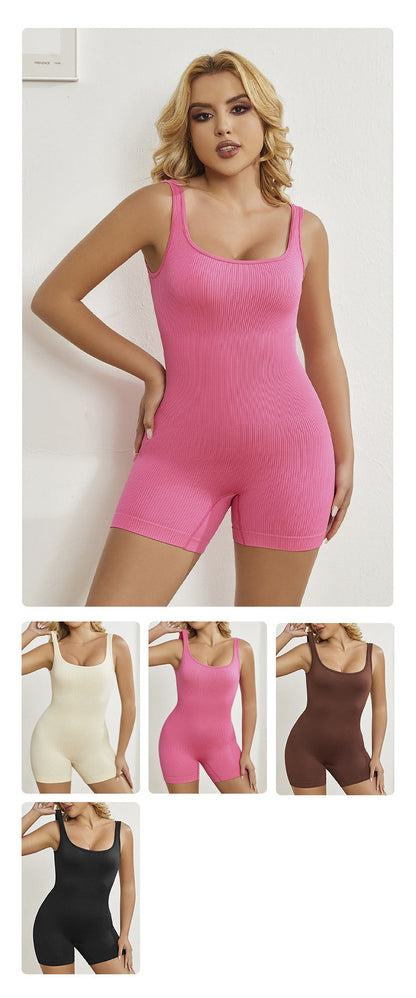 Two-piece Set Women's Solid Backless Cami Top & High Waist Shorts Tracksuit Set, Sleeveless Spaghetti Strap Crop Top & Skinny Shorts, Ladies Sportswear for Indoor Outdoor Wear, Gym Wear, Gym Casual Wear, Summer Activewear, Gymwear